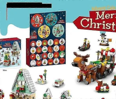 Adventni koledar Otroci z božičnimi gradniki Diy Set Blind Box Puzzle Božiček Igralni set