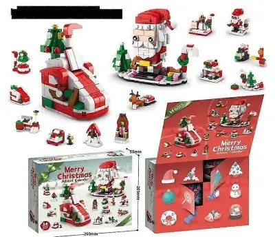 Adventni koledar Otroci z božičnimi gradniki Diy Set Blind Box Puzzle Božiček Igralni set