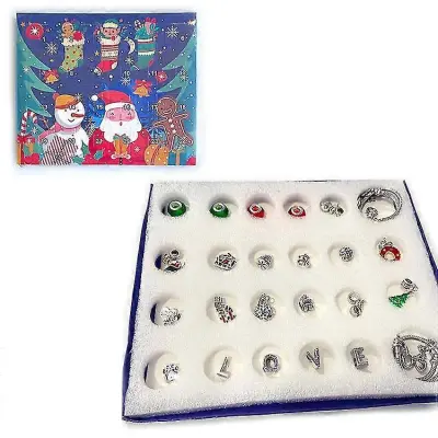 24 Koledar Odštevanje Darilna Škatla Zapestnica Diy Ročne Kroglice Novo Božično Presenečenje Slepa Škatla Zapestnica Božič Advent/YY