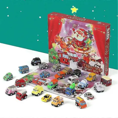 Božični odštevalnik Adventni koledar Pull Back Inercial Avto Igrača Blind Box Otroci Fantje Božična darila