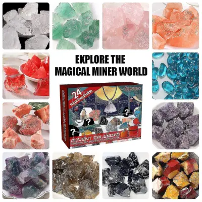 1 kos, božični adventni koledar z odštevanjem 24 dni Diy Healing Cystal Energy Stone Blind Box,--