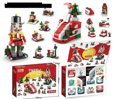 Adventni koledar Otroci z božičnimi gradniki Diy Set Blind Box Puzzle Božiček Igralni set
