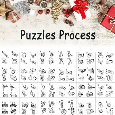 Božični odštevalni koledar Adventni koledar 24 kosov Mini kovinski set sestavljank, miselna igra Igrača Knots Lock Puzzle Blind Box