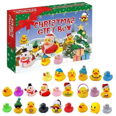 Božična serija Adventni odštevalni koledar Darilni komplet otroških igrač Vinyl Yellow Duck Blind Box