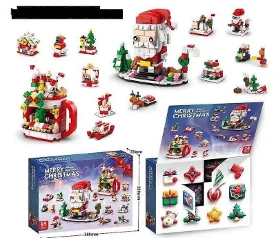 Adventni koledar Otroci z božičnimi gradniki Diy Set Blind Box Puzzle Božiček Igralni set