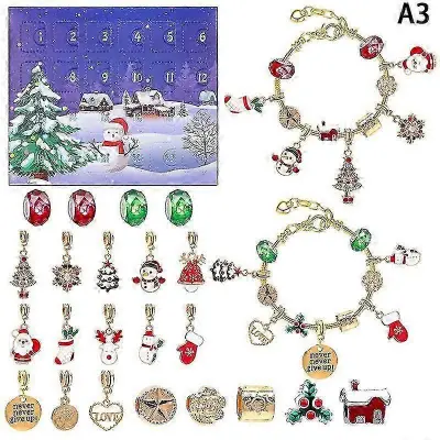 24 Odštevalni koledar Advent Presenečenje Slepe škatle Komplet božičnih čarov Komplet zapestnic DIY Creative Ornam