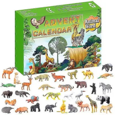 Božični adventni koledar 24-dnevni odštevalni koledar Animals World Blind Box Xmas Surprise Igrače Darila Komplet za otroke Otroke