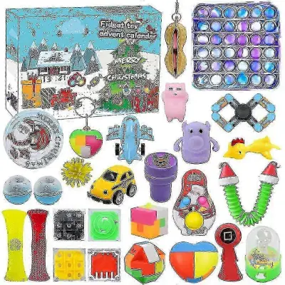 Odštevalni koledar za božično zabavo Adventni koledar Fidget Toys Pack Igrača za lajšanje tesnobe Darilo za otroke, otroke, odrasle, slepa škatl
