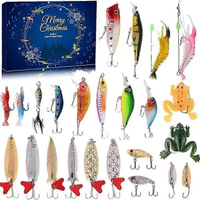 Božični odštevalni koledar Adventni koledar Set ribiških vab za odrasle moške Fisher Teen Xmas presenečenje Blind Box Darila za zabave