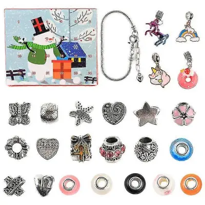 24 Koledar Odštevanje Darilna Škatla Zapestnica Diy Ročne Kroglice Novo Božično Presenečenje Slepa Škatla Zapestnica Božič Advent/YY