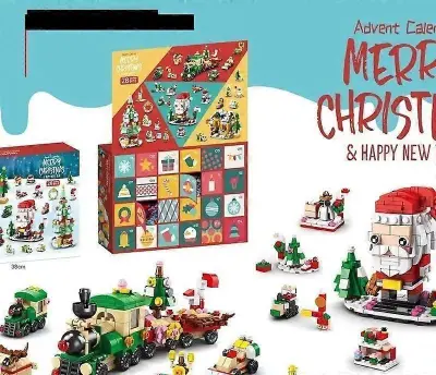 Adventni koledar Otroci z božičnimi gradniki Diy Set Blind Box Puzzle Božiček Igralni set