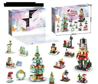Adventni koledar Otroci z božičnimi gradniki Diy Set Blind Box Puzzle Božiček Igralni set