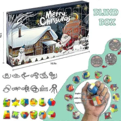2023 Božič Brain Teaser Puzzle Adventni koledar Xmas Countdown Darilo Blind Box Big Challenge Toys