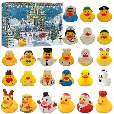 Božič Xmas Odštevalni koledar Adventni koledar 24 kosov Ducks Ducky Kopalne igrače za otroke Baby Surprise Blind Box Praznična darila