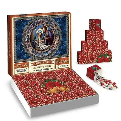 Adventni koledar 2023, jaslice Puzzle 1000 kosov, Puzzle odštevalnik koledar za božična darila, 24 škatel Puzzle for Cou null none