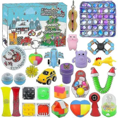 Odštevalni koledar za božično zabavo Adventni koledar Fidget Toys Pack Igrača za lajšanje tesnobe Darilo za otroke, otroke, odrasle, slepa škatl