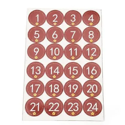 Božične nalepke s številkami 1-24 - naredi sam adventni koledar za otroke.