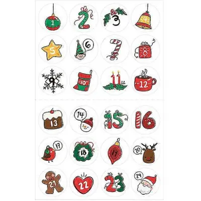 10 kosov adventni koledar številka nalepke 1-24 božič odštevanje nalepke za DIY Craft risanke papirnate nalepke etikete dekor
