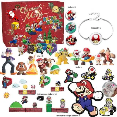 Otroška igrica Super Mario Tematski risani liki Kawaii 24-dnevni adventni koledar Odštevalni koledar Božično presenečenje Škatla za zavese