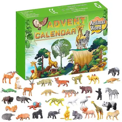 Božični adventni koledar 24-dnevni odštevalni koledar Animals World Blind Box Xmas Surprise Igrače Darila Komplet za otroke Otroke