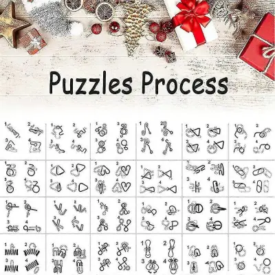 Božični odštevalni koledar Adventni koledar 24 kosov Mini kovinski set sestavljank, miselna igra Igrača Knots Lock Puzzle Blind Box