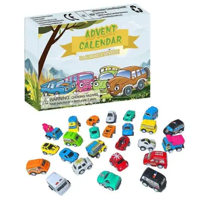 24PCS Mini Pulls Back Cars Komplet igrač za božični odštevalnik s koledarjem za otroke