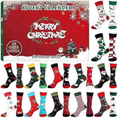 2024 Božične smešne novosti Nogavice Adventni koledar, Xmas Countdown Set nogavic Blind Box Darilo za odrasleschrui141