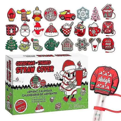 Božični adventni koledar 24 Days Xmas Countdown slamnata prevleka Boy Girl Toys Pripomočki za zabave Praznični komplet