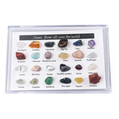 24Pcs Mineral Gem Kit izobraževalna geologija Gem Kit Gemstones Set Kids Rocks Collection Darila