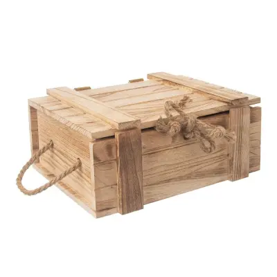 Lesena škatla za shranjevanje s pokrovom 30x21x12 cm