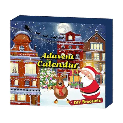 2025 Božična zapestnica iz kroglic s glazuro Slepa škatla Diy zapestnice Izdelava igre Xmas Charms Set Darilna škatla Božična škatla Boy Girl