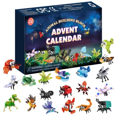 2024 Nova božična žuželka, morska žival, gradniki Blind Box Adventni koledar 24 daril Halloween Countdown Blind Boxs