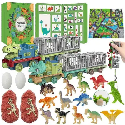Velikanski priljubljeni božični koledar z dinozavri v slepi škatli - DIY komplet igrač tiranozaver dinozaver