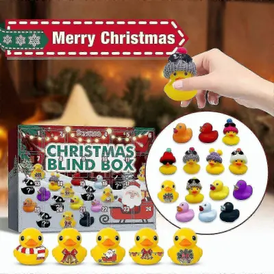 2025 2023 Božični adventni koledar Blind Box Otroško darilo 24 rešetk Gumijasta račka -c28