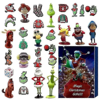 2025 24-dnevni božični adventni koledar, presenetljiva škatla, risanka Elf Grinch Panic figure, lutka, slepa škatla, odštevalnik, darilna škatla
