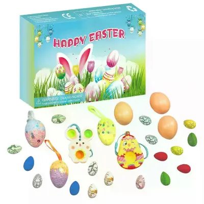 28Pcs/Set Otroška velikonočna jajca Adventni koledar Srečna škatla Pisana Flash Bubble Eggs Velikonočni zajček Presenečenje Otroška darila