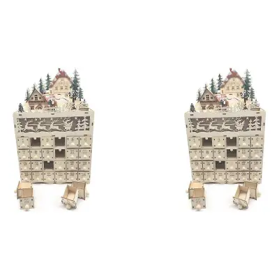 2X lesen božični adventni koledar Odštevanje do božiča LED praznična dekoracija 24 predalov z LE