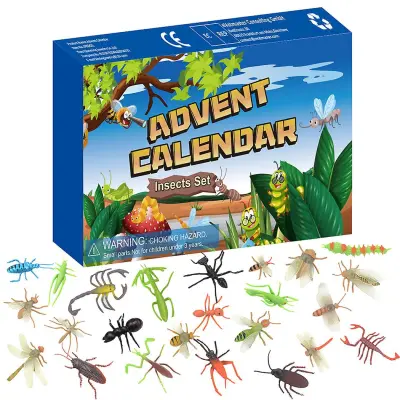 Countdown Christmas Blind Box kid Insect World Toy Straw Darilna škatla Insect otrok, darilo za otroke.