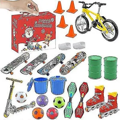 Mini Finger Skateboard Adventni koledar 24-dnevni božič s pisanimi tablami za otroke, najstnike, odrasle