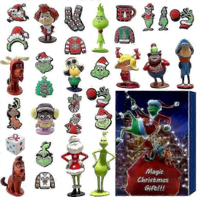 2025 24-dnevni božični adventni koledar, presenetljiva škatla, risanka Elf Grinch Panic figure, lutka, slepa škatla, odštevalnik, darilna škatla