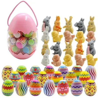 Plastična velikonočna jajca Igrače Odpiranje Zajec Twist Egg Toy Risanka DIY Eggs Darilna igrača za otroke