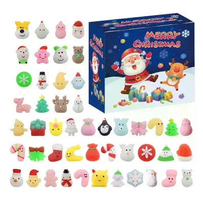 Adventni koledar Squishy, ​​ljubka snežinka, jelen, snežak, božični okraski za odštevanje, različne ljubke nogavice, igrače