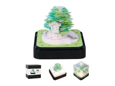3D koledar Memo Pad Art Beležnica Papir DIY Kreativni Dekorativni - Zeleno drevo