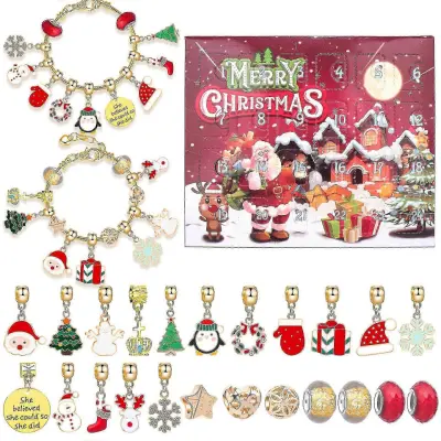 2025 Christmas Is Coming 24 Odštevalni koledar Darilna škatla Ustvarjalno presenečenje Set slepih škatel Diy Otroška zapestnica
