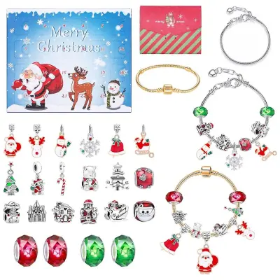 DIY Charm Zapestnica Adventni koledar za otroke - komplet nakita za 24-dnevno božično odštevanje za dekleta