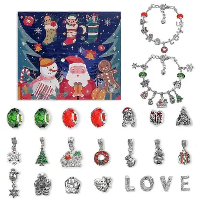 DIY božični adventni koledar za dekleta z nakitom – 22 obeskov in 2 zapestnici