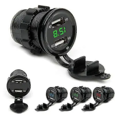 12–24 V 4,2 A, dvojna vrata USB, polnilna vtičnica, voltmeter z LED lučko za avtodom, motorno kolo