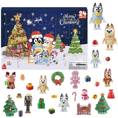 Xbi- 2024 New Bluey Blind Box Božični adventni koledar Božična slepa škatla 24-dnevna odštevalna škatla presenečenja