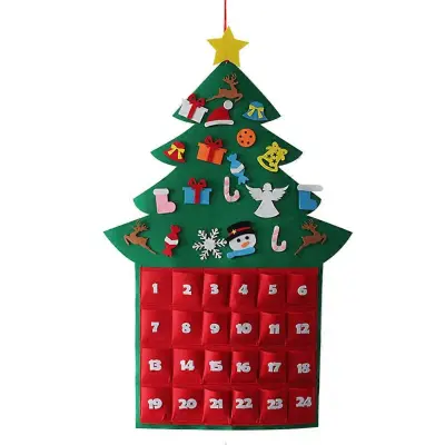 Viseči DIY adventni koledar, božično drevo, odštevalni koledar za otroke 42,9 X 27,5 X 0,8 In, zabaven 1 kos