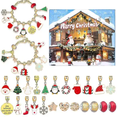 2025 Christmas Is Coming 24 Odštevalni koledar Darilna škatla Ustvarjalno presenečenje Set slepih škatel Diy Otroška zapestnica